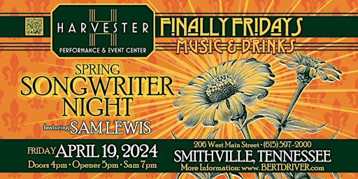 Primaire afbeelding van Spring Songwriter Night with Sam Lewis, Judy Blank, Cam Pierce, and more!