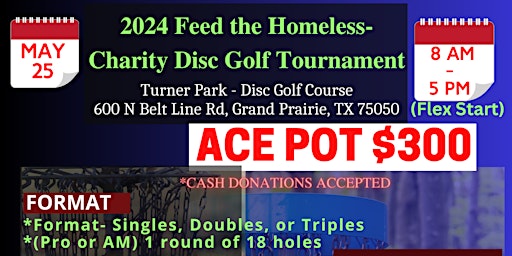 Primaire afbeelding van Charity Disc Golf Tournament 2024-Feed the Homeless