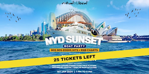NYD Sunset Boat Party | 80s 90s 2000s + RnB Hits | Free Cocktail & Canapes primary image