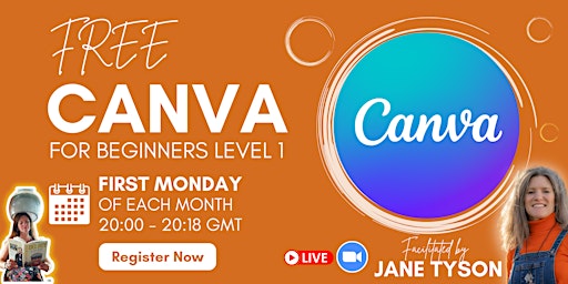 FREE Canva For Beginners  Level 1, 18 Minutes  on Zoom with Jane Tyson