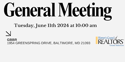 Hauptbild für Women's Council Greater Baltimore WCR General Meeting- In Person