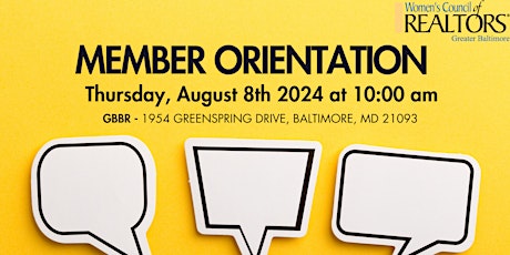 Women's Council Greater Baltimore WCR - Member Orientation - Aug 8th