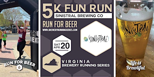 Imagen principal de 5k Beer Run x Sinistral Brewing Co | 2024 Virginia Brewery Running Series
