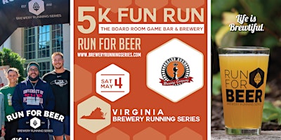 Imagen principal de 5k Beer Run x Board Room VA| 2024 Virginia Brewery Running Series