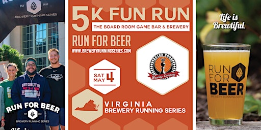 Hauptbild für 5k Beer Run x Board Room VA| 2024 Virginia Brewery Running Series