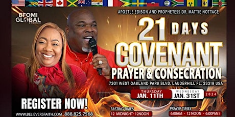 Image principale de REGISTER NOW TO JOIN THE 21 DAYS COVENANT PRAYER & CONSECRATION