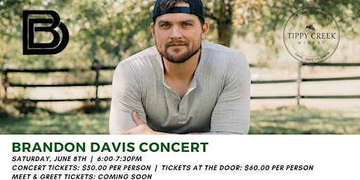 Brandon Davis Concert | Saturday, June 8th | 6:00-7:30pm  primärbild
