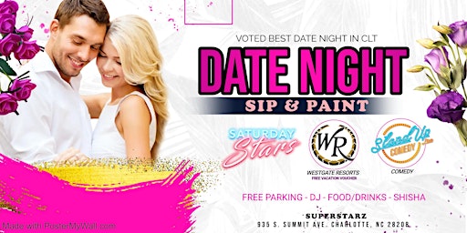 Primaire afbeelding van Date Night: Sip & Paint (Comedy Show)