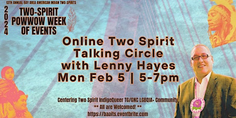 Immagine principale di BAAITS Online Two Spirit Talking Circle with Lenny Hayes 