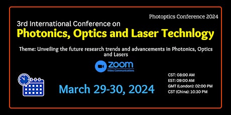 3rd International Conference on Photonics, Optics and Laser Technology