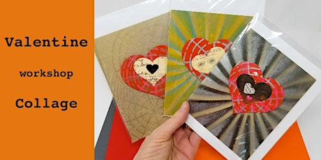 Handmade Valentines/ Collage / Sewn Paper Hearts primary image