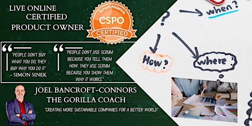 Image principale de The Gorilla Coach's Certified Scrum Product Owner- Apr 24-26, 2024