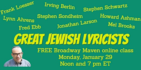 Hauptbild für Jewish Lyricists on Broadway (FREE online class)