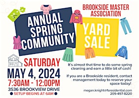 Primaire afbeelding van Brookside Annual Community Spring Yard Sale : Seller Registration