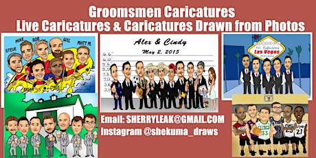 Live Caricature & Caricature drawn from photos for Unique Groomsmen gifts