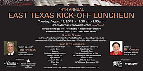 2019 14th Annual East Texas Kickoff Luncheon primary image