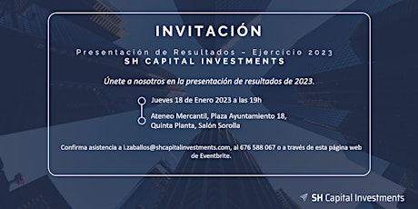 Image principale de Invitación Presentación Resultados 2023 SH Capital Investments