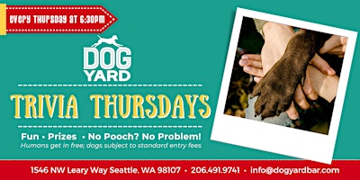 Weekly Trivia Night at Dog Yard Bar - Every Thursday at 6:30 pm! primary image