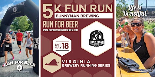 Imagen principal de 5k Beer Run x Bunnyman Brewing | 2024 Virginia Brewery Running Series