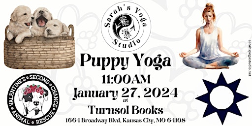 Puppy Yoga at Turnsol Books primary image