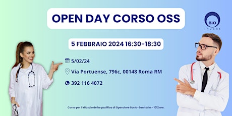 Imagen principal de 5 FEBBRAIO 2024 OPEN DAY CORSO OSS - QUALIFICA REGIONE LAZIO