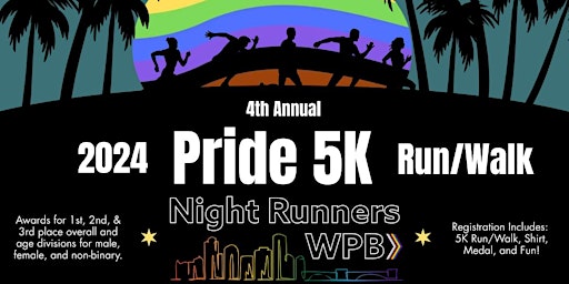 Primaire afbeelding van 4th Annual Pride 5K Run/Walk Presented by Night Runners WPB