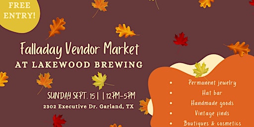 Falladay Vendor Market at Lakewood Brewing Co. primary image