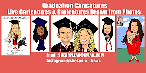 Primaire afbeelding van Live Caricature & Caricatures drawn from photos for School Graduation gifts