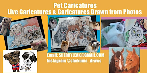 Primaire afbeelding van Live Caricatures & Caricatures drawn from photos for Dog Cat Pet Event Gift