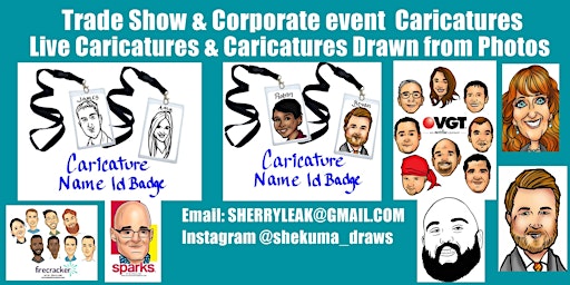 Imagem principal de Live Caricature & Caricatures drawn from photos Trade show expo conference