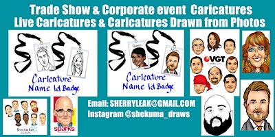 Imagem principal de Live Caricature & Caricatures drawn from photos Trade show expo conference