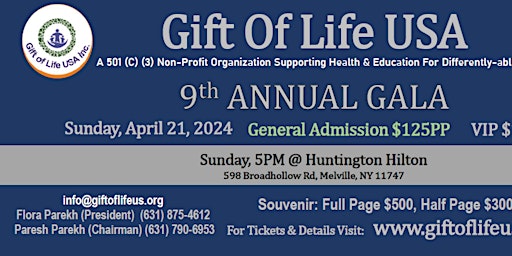 Imagem principal do evento Gift of Life USA Gala April 21, 2024