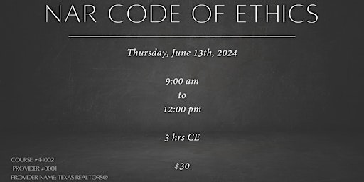 Imagem principal do evento NAR Code Of Ethics