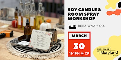 Imagem principal do evento Soy Candle & Room Spray Workshop w/Beez Wax + Co.