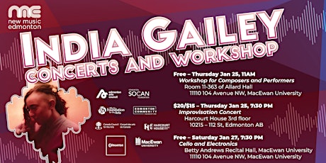 Imagen principal de NME Presents - Concerts and Workshop with India Gailey and Guests