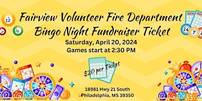 Primaire afbeelding van Fairview Volunteer Fire Department BINGO Night Fundraiser