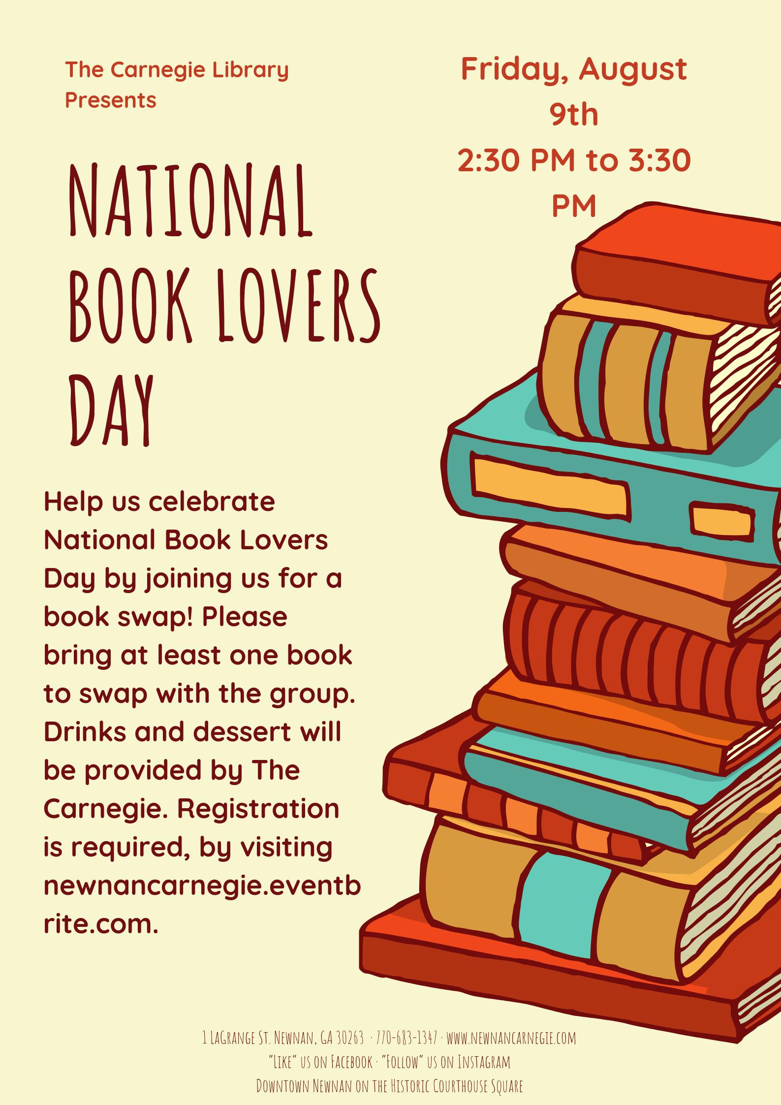 National Book Lovers Day At The Carnegie Library 9 Aug 19