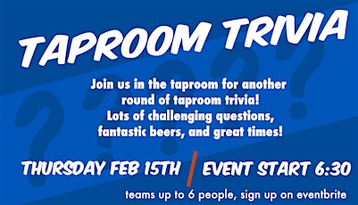 Imagen principal de Taproom Trivia at Trailside!