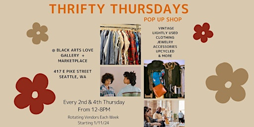 Imagem principal do evento Thrifty Thursdays - Pop Up Thrift and Vintage Shopping at Black Arts Love