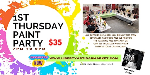 Primaire afbeelding van 1st Thursdays Paint and Sip Party