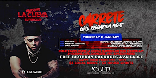La Cueva Superclub Thursdays | SYDNEY | THU 11 JAN  | Carrete Chile Night primary image
