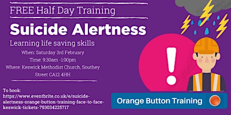 Imagem principal do evento Suicide Alertness: Orange Button Training - Face to Face Keswick