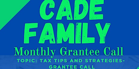 Tax Tips and Strategies- Grantee Call primary image