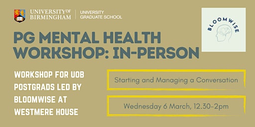 Imagen principal de PG Mental Health Workshop: Starting & Managing a Conversation (In Person)