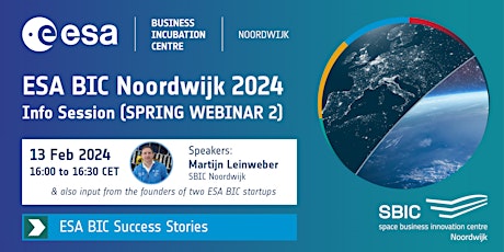 Primaire afbeelding van ESA BIC Noordwijk 2024 Info Session (SPRING WEBINAR 2): Success Stories