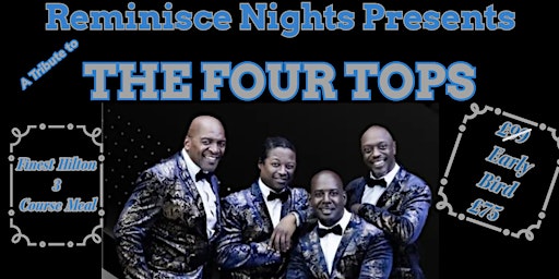 Imagen principal de Four Tops Tribute PLUS  3 Course Meal