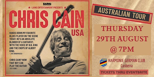 Imagem principal do evento Chris Cain (USA) 2024 Australian Tour