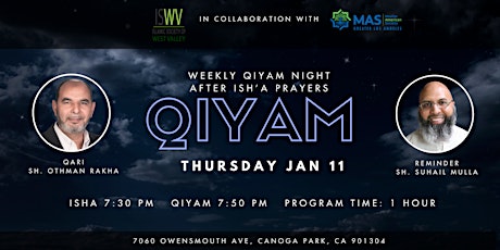 ISWV: Weekly Thursday Night Qiyam primary image