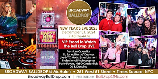 Primaire afbeelding van BROADWAY BALL DROP NYE 2025 - VIP Escort LIVE Ball Drop View - December 31