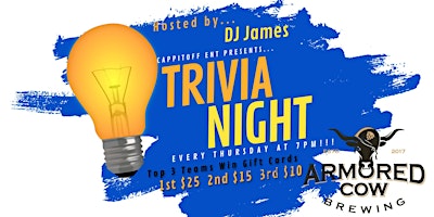 Hauptbild für Thursday General Knowledge Trivia at Armored Cow Brewing Co